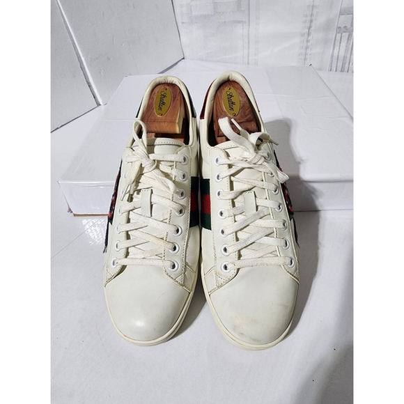 Gucci Leather Ace Web Low Top Sneakers White Size 41 - Picture 1 of 16